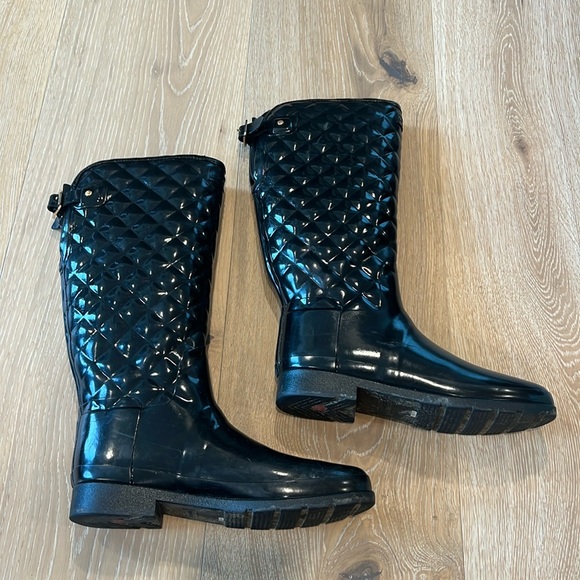 Hunter Women’s Refined Gloss Quilted Rain Boots tall Sz 11 - Picture 3 of 12